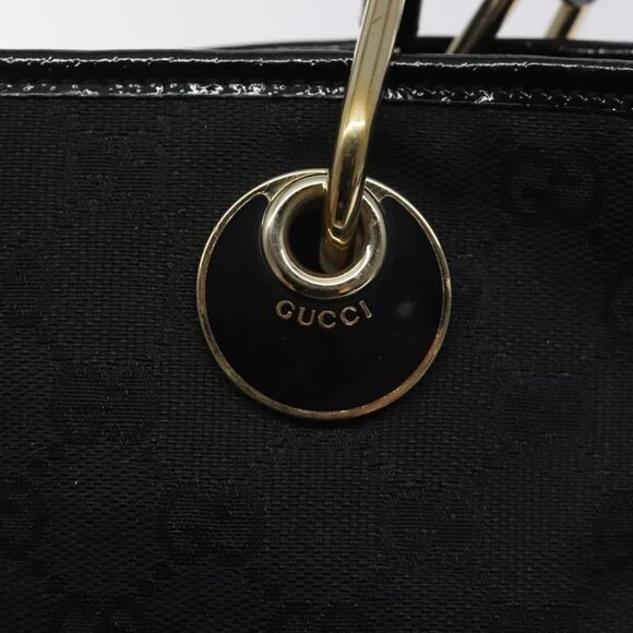 GUCCI GG Canvas Tote Bag Black Gold - Picture 10 of 15